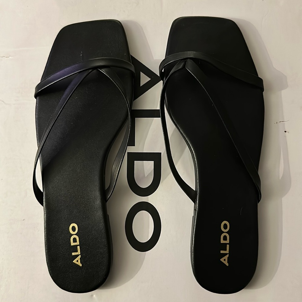 Aldo Flat square toe sandals.